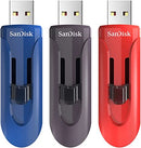 SanDisk 32GB CRUZER GLIDE 3.0 USB SDCZ600-032G-AC163 - 3 PACK: BLUE/BLACK/RED New