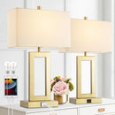 GOLD TOUCH CONTROL TABLE LAMPS SET OF 2 WITH USB PORTS AND LED BULBS - GOLD - Like New