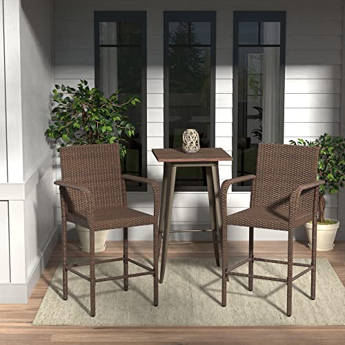 RAVENNA HOME SET OF 2 OUTDOOR PATIO HIGH-BACK WEATHER RESISTANT PE WICKER BROWN - Like New