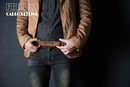 CARLO FELLINI LEATHER RATCHET BELT MEN – ADJUSTABLE - TAN BELT BLACK BUCKLE - Like New