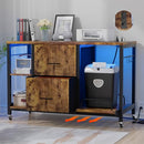 Hyomdeck 2 Drawer Lateral File Cabinet Shredder Stand w/Outlet and LED Light - Brand New