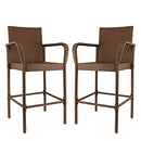 RAVENNA HOME SET OF 2 OUTDOOR PATIO HIGH-BACK WEATHER RESISTANT PE WICKER BROWN - Like New