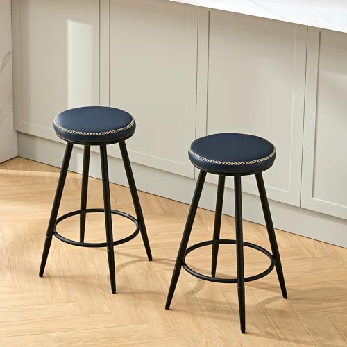 Bar Stools Set of 2, Swivel Backless 24" Counter Height Bar Stools for Kitchen - Like New