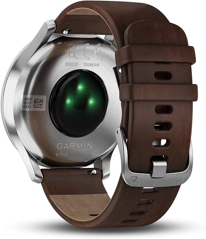 Garmin Vivomove HR Hybrid Smartwatch 010-01850-14 - Black/Silver Brown Leather Like New