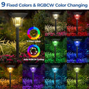 CINOTON RGBCW SOLAR PATHWAY OUTDOOR LIGHTS, 3 LIGHTING MODES, 8 PACK - MULTI - Like New