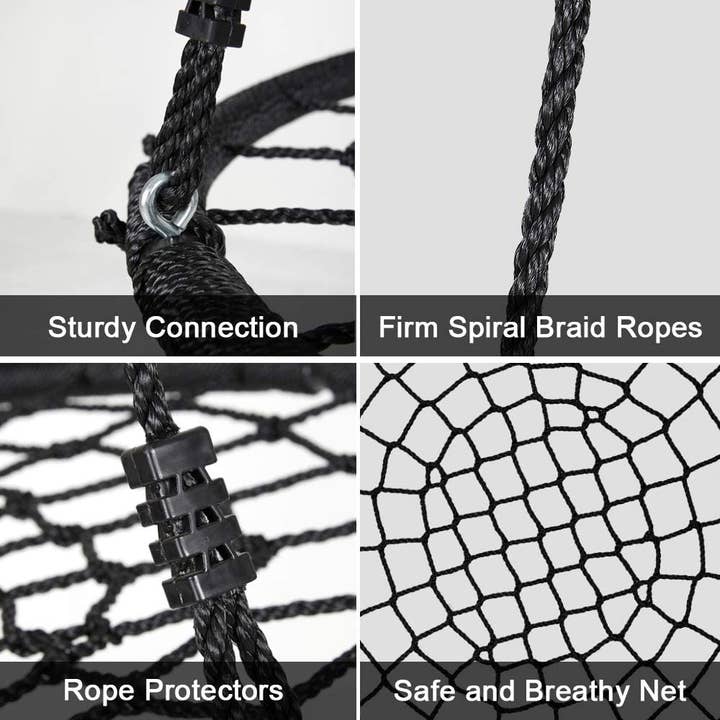 ALBOTT 40" TREE SWING SET - SPIDER WEB ROUND NET SWING - BLACK Like New