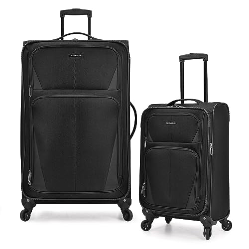 U.S. TRAVELER AVIRON BAY EXPANDABLE SOFTSIDE SPINNER WHEELS 2 PIECE - BLACK Like New