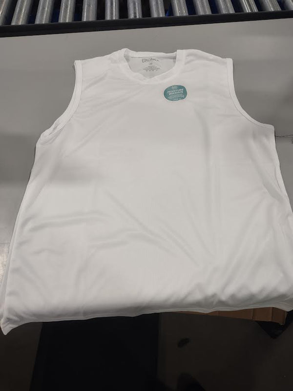 GALAXY MOISTURE WICKING SLEEVELESS SHIRT - SIZE: MEN M - WHITE - Brand New
