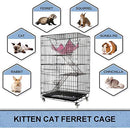 AVEEN 3-Tier Small Cat Cage Playpen 2 Front Doors & Free Hammock - Black - Like New