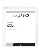 JUST BASICS BASIC ROUND-RING VIEW BINDER - 1" RINGS - WHITE - Like New