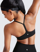 CRZ YOGA BUTTERLUXE WOMENS Y BACK SPORTS BRA PADDED R BACK LOW IMPACT M BLACK - Like New