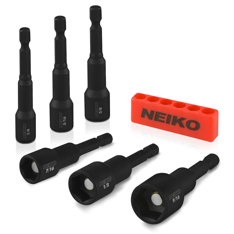 NEIKO 10190A MAGNETIC NUT DRIVER SET 6 PIECE IMPACT NUT DRIVER 1/4” to 9/16” - Brand New