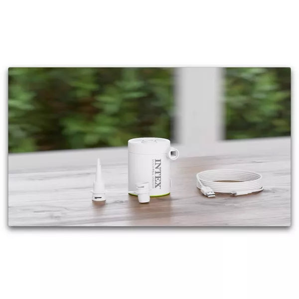 INTEX QUICK FILL CYLINDER MINI RECHARGEABLE AIR PUMP - WHITE/GREEN - Like New