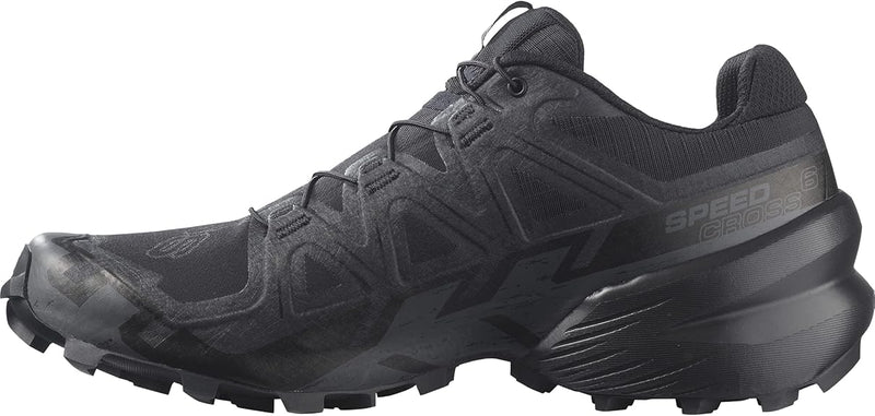 SALOMON MEN'S SPEEDCROSS 6 SNEAKER - SIZE: MEN 11.5 - BLACK/BLACK/PHANTOM - Like New