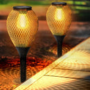 ORTINY SOLAR PATHWAY LIGHTS OUTDOOR, 2 PACK IP65 WATERPROOF - BLACK - Like New