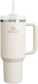 STANLEY QUENCHER H2.0 TUMBLER WITH HANDLE AND STRAW 40 OZ - CREAM 2.0 - Like New