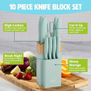Tasty Kitchen Knife Set with Block Cutlery Set Chef Bread Utility 10-Piece Aqua - Like New
