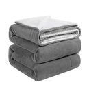 Sherpa Fleece Throw Blanket, King Size Reversible Velvet Blankets - Grey - Like New