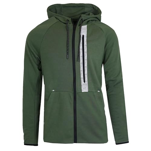 GALAXY BY HARVIC FULL ZIP TECH FLEECE HOODIE, JOGGER SET - SIZE: MEN 4XL - OLIVE - Brand New