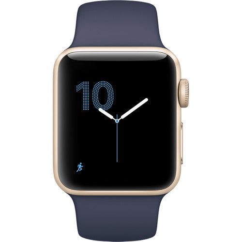 For Parts: Apple Watch Series 2 38mm Gold Aluminum Case Midnight Blue Sport - NO POWER