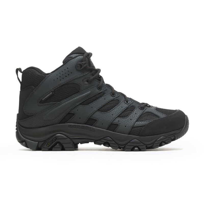 MERRELL MEN'S MOAB 3 MID TACTICAL WATERPROOF BOOTS - SIZE: MEN 12 WIDE - BLACK - Like New