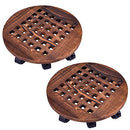 GeBot 16" Round Rolling Wooden Planter Caddy Padded Flower Pot B07QMGHLTJ - Like New