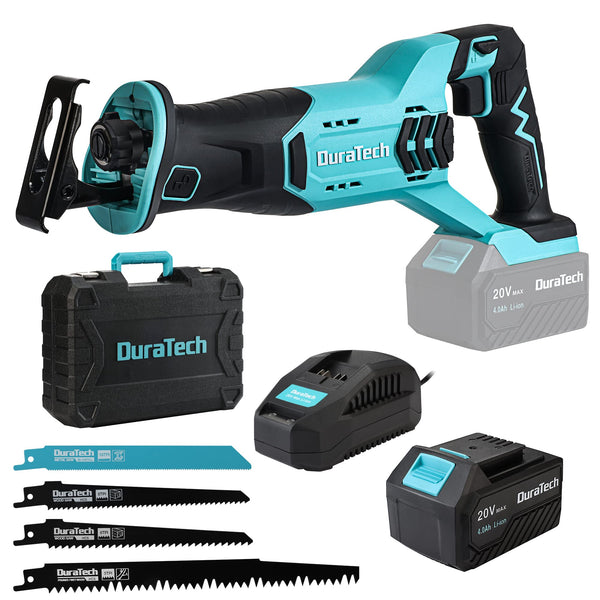 DURATECH CORDLESS RECIPROCATING SAW, 20V 4.0AH LI-ION BATT, DT105035A - BLUE - Like New