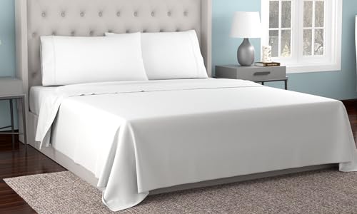 Kathy Ireland 300 Thread Count Organic Cotton Percale 4 pcs Sheet Set King White - Like New