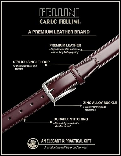 CARLO FELLINI MEN'S DRESS BELT - SIZE: MEN 38/40 - WINE - Like New