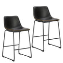 NEWBULIG COUNTER HEIGHT BARSTOOLS WITH LEATHER BACK SET OF 2 26" - BLACK - Like New