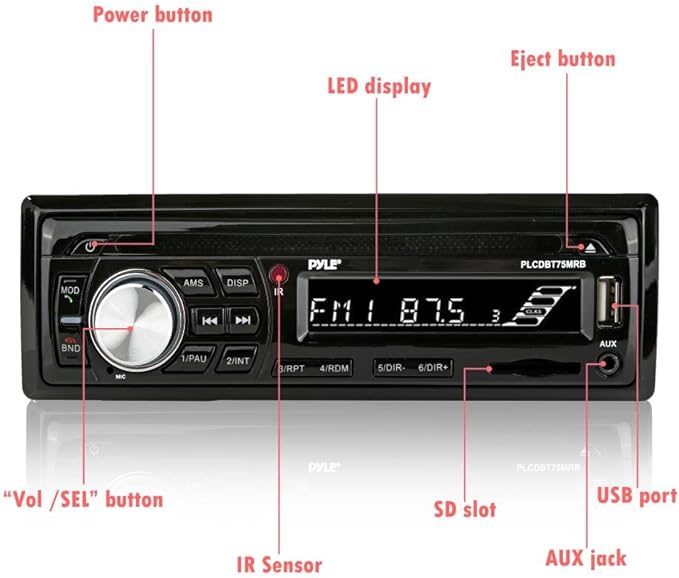 Pyle Marine Stereo Receiver Speaker Kit In-Dash LCD Digital Console - Black Like New