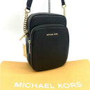 MICHAEL KORS MEDIUM NS CHAIN XBODY LEATHER BAG - BLACK/GOLD - Brand New