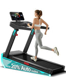 UMAY TREADMILL WITH 2%-20% AUTO INCLINE, 400LBS FOLDABLE HOME - BLACK - Like New