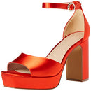 The Drop Women's Hamalie Platform Sandal Fiesta Red Satin, Size 5.5 - Like New