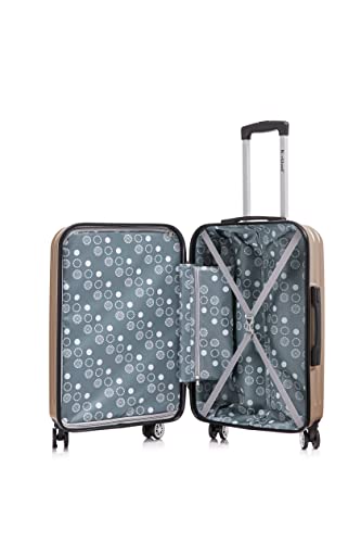 Rockland Irvine Hardside Spinner Wheel Luggage, Champagne, 19", 23", 27" Like New