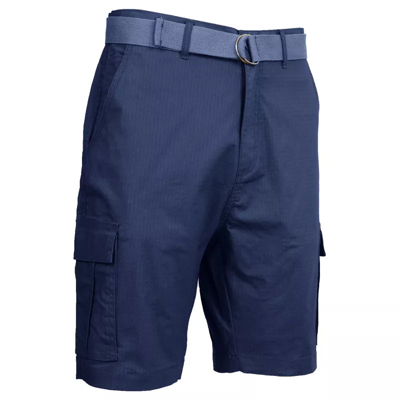 GALAXY BY HARVIC MEN'S RIPSTOP CARGO SHORTS WITH BELT - SIZE: MEN 32 - NAVY - Brand New