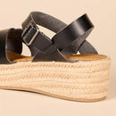 AMAZON ESSENTIALS WOMEN'S FLATFORM ESPADRILLE SANDAL SIZE 7 BLACK - Like New
