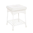 Outdoor White Wicker End Table - Brand New