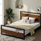 ZINUS SUZANNE BAMBOO METAL PLATFORM BED FRAME FOOTBOARD WOOD SLAT QN - BROWN - Like New