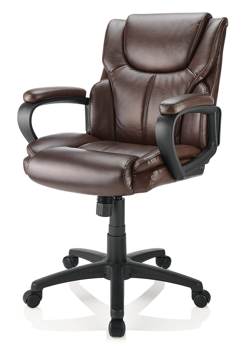 Realspace Mayhart Vinyl Mid-Back Chair 4659304 Brown/Black Like New