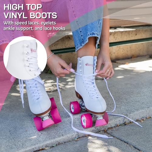 8601K CHICAGO SKATES PREMIUM WHITE QUAD ROLLER SKATES WOMEN SIZE 7 - Like New