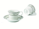 LORREN HOME TRENDS - SERVICE FOR 6 / ESPRESSO COFFEE - SILVER/WHITE - Like New