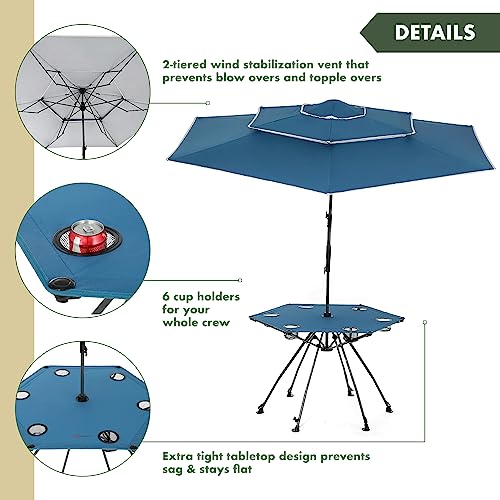 ARROWHEAD OUTDOOR KKS0294U 8FT BEACH UMBRELLA + FOLDING TABLE KKS0294U - BLUE - Like New