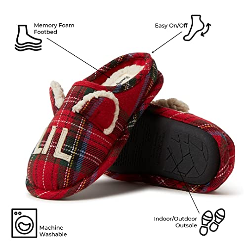 26117 DEARFOAMS TODDLER AND KIDS' LIL BEAR SLIPPER, TARTAN PLAID, SIZE YOUTH 13 - Brand New