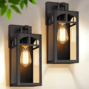 VERRON OUTDOOR WALL LANTERNS EXTERIOR WATERPROOF WALL LIGHT 2 PACK - BLACK - Like New
