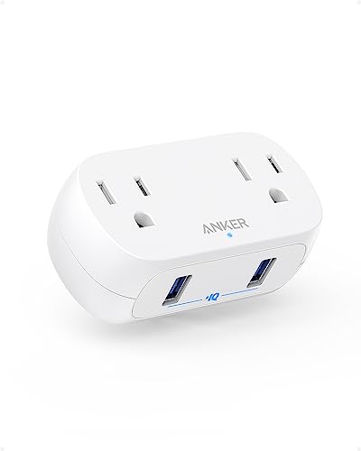 ANKER OUTLET EXTENDER USB POWEREXTEND PLUG 2 MINI 2 OUTLETS 2 USB PORTS - WHITE - Like New