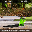 GREENWORKS 40V (150 MPH / 130 CFM / 75+ COMPATIBLE TOOLS) LEAF BLOWER - GREEN - Like New