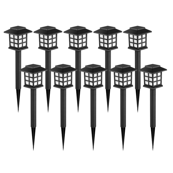 GIGALUMI SOLAR OUTDOOR LIGHTS 10 PACK SOLAR WALKWAY WARM WHITE - BLACK - Like New