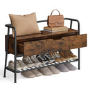VASAGLE SHOE STORAGE BENCH WITH SEATING LSB151K01 - Rustic Brown/Ink Black - Like New