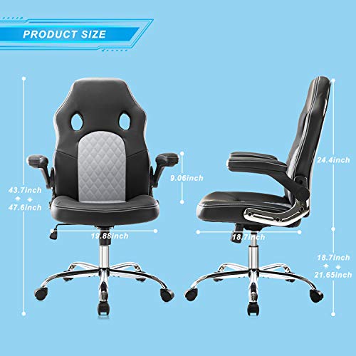 SMUG GAMING CHAIR ERGONOMIC OFFICE CHAIR PU LEATHER DESK CHAIR - WHITE/BLACK - Like New
